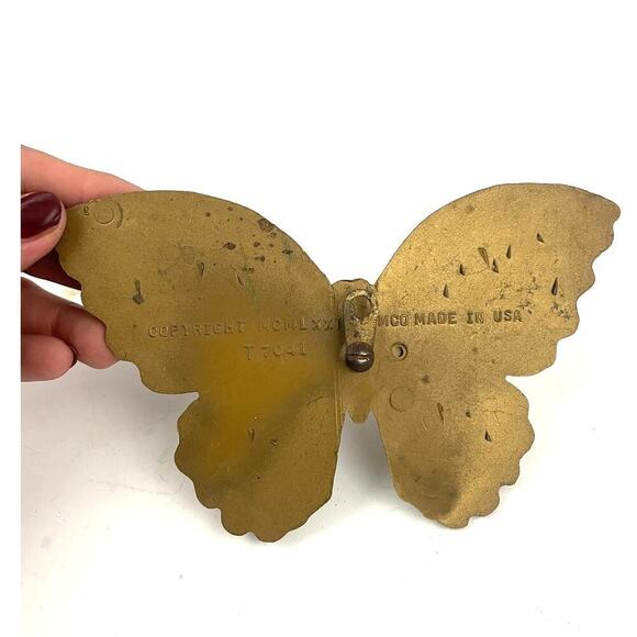 VTG Homco Gold Plastic Butterfly Wall Hanging 1970s 6" Wide - Picture 8 of 12